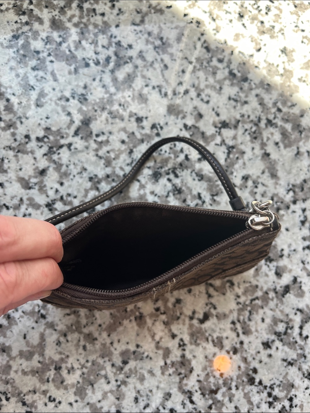 Vintage Coach Dark Brown Signature Canvas Wristlet with Leather Trim - Picture 3 of 5